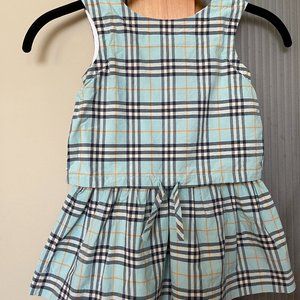 Burberry Maybel Drawstring Check Dress, Blue Size 3